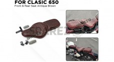For Royal Enfield Classic 650 Genuine Leather Front and Rear Seat Antique Brown - SPAREZO For Royal Enfield Classic 650 Genuine Leather Front and Rear Seat Antique Brown - SPAREZO